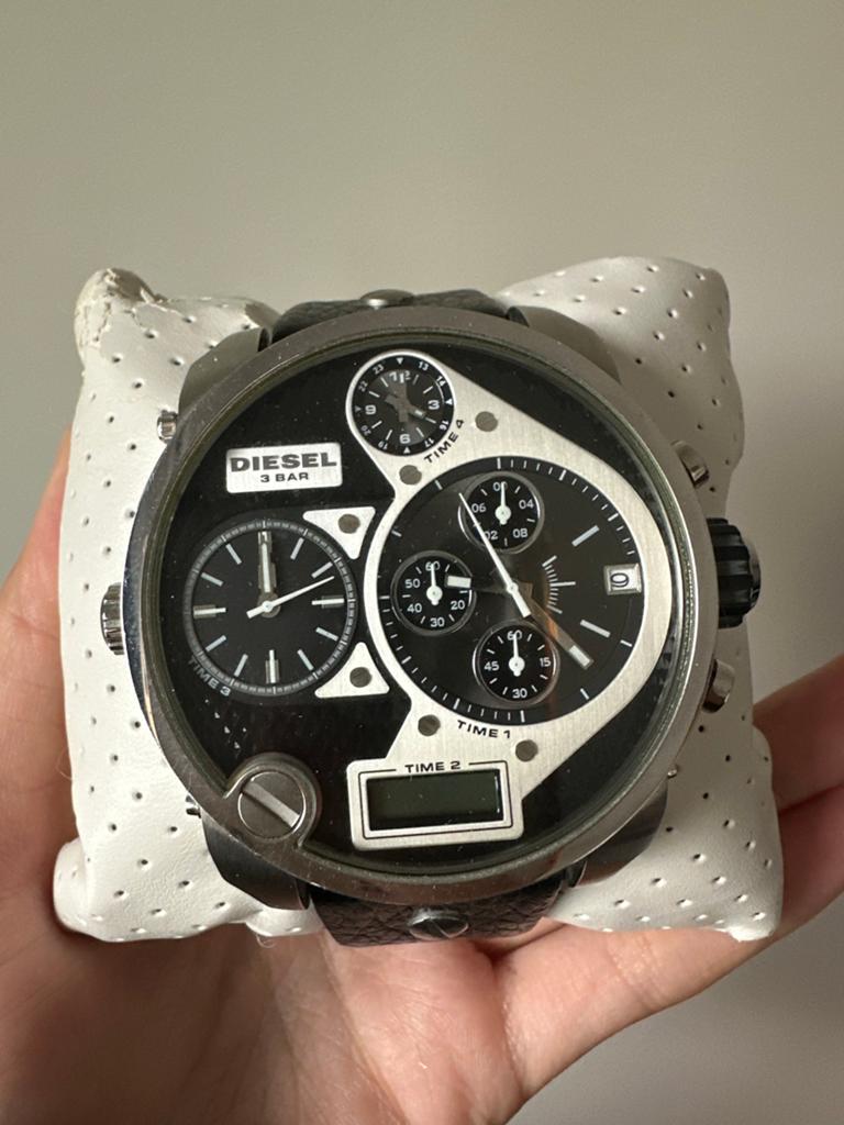 Diesel Mr Daddy DZ7125 Horloge - Nieuw met bon en doos, Overige merken, Leer, Staal, Polshorloge