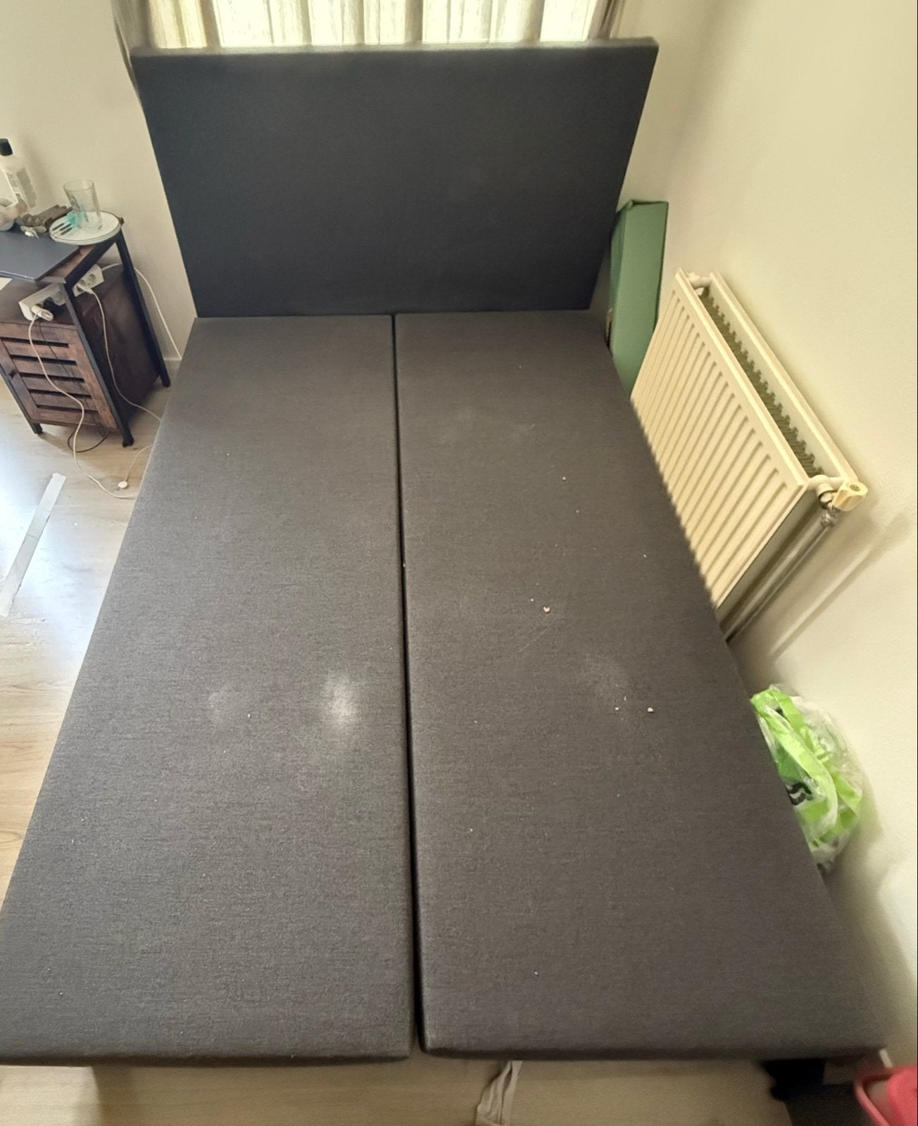 Boxspring onderstel 140x210 cm (exclusief matras), Gebruikt, Tweepersoons, 210 cm, Zwart