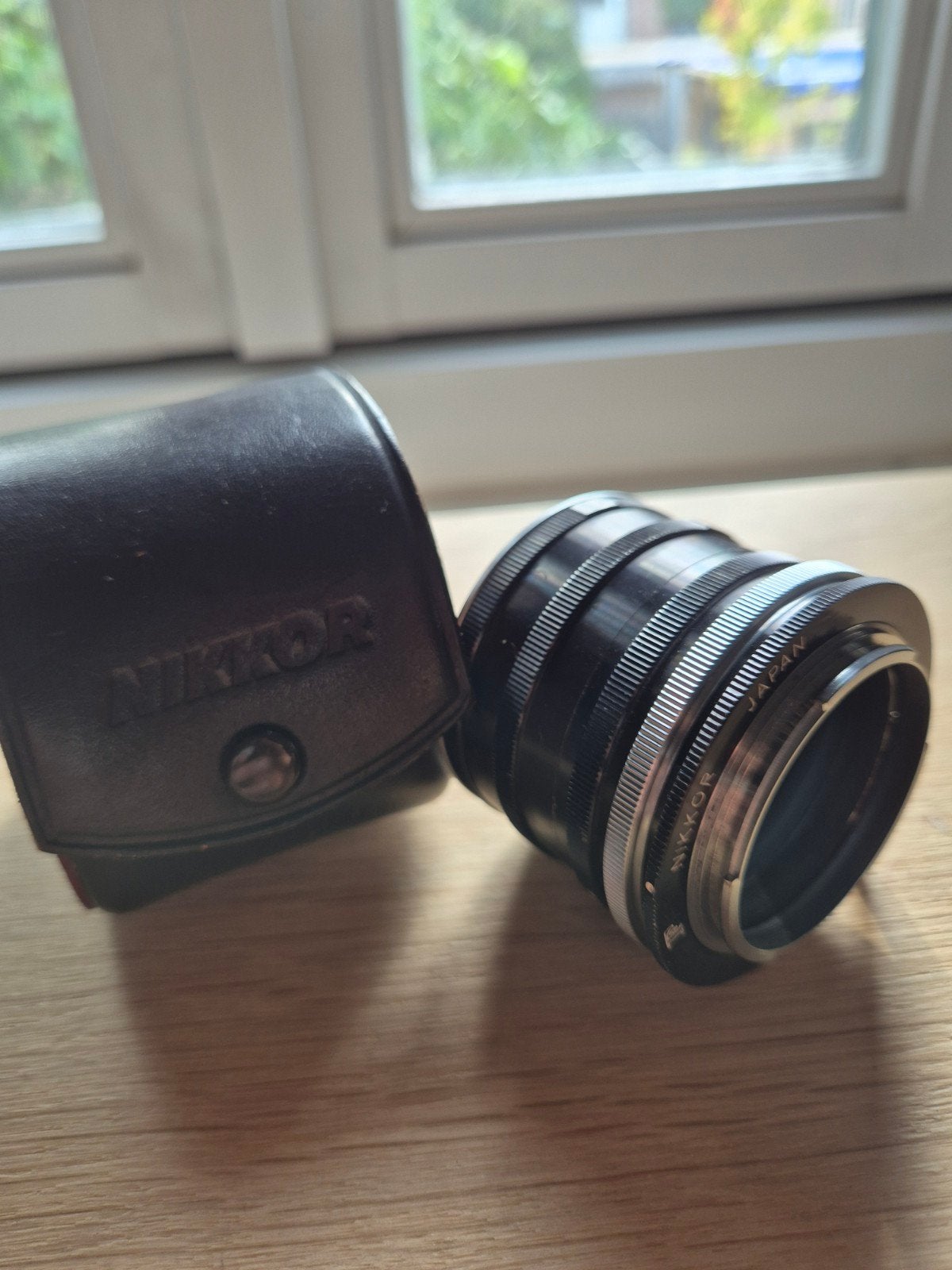 Complete Vintage Nikon Extension Set K (K2 t/m K5) met tas, Gebruikt, Beschermhoes/tas, Nikon, Ophalen of Verzenden