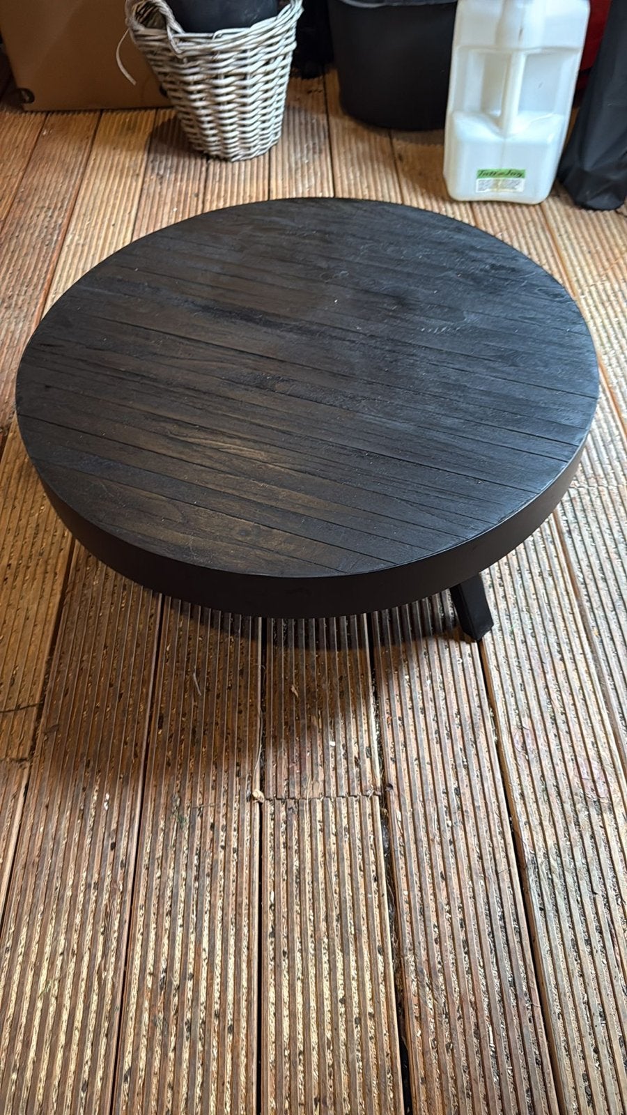 Zwarte ronde salontafel, Huis en Inrichting, Tafels | Salontafels, Ophalen, Zo goed als nieuw, Rond, 50 tot 100 cm
