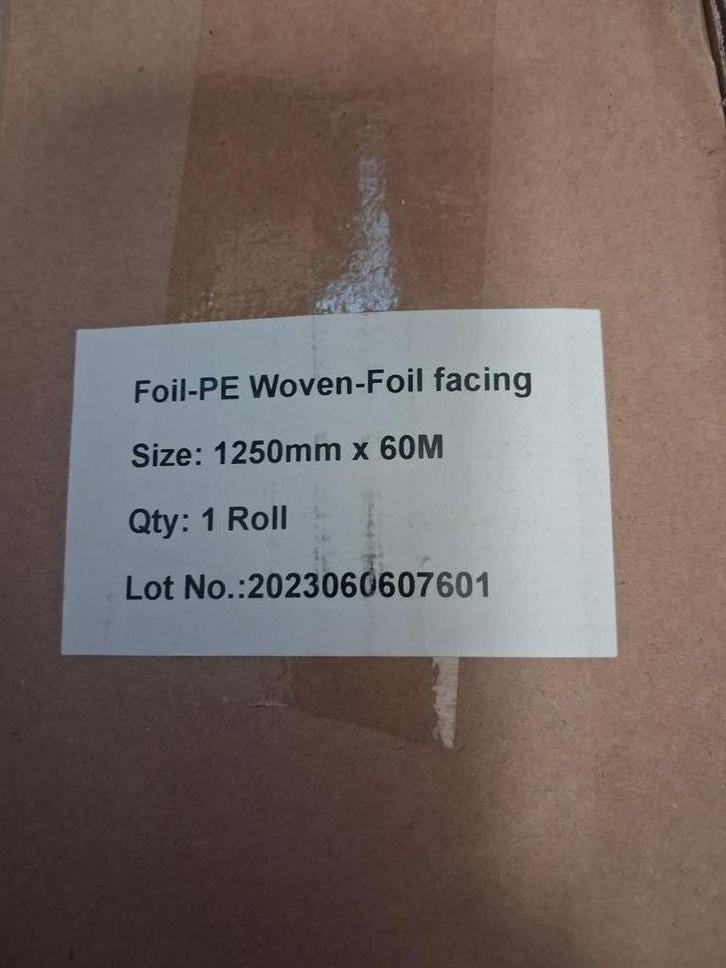Isolatiefolie PE-Woven-Foil, 1250mm x 60M, Nieuw, Ophalen of Verzenden