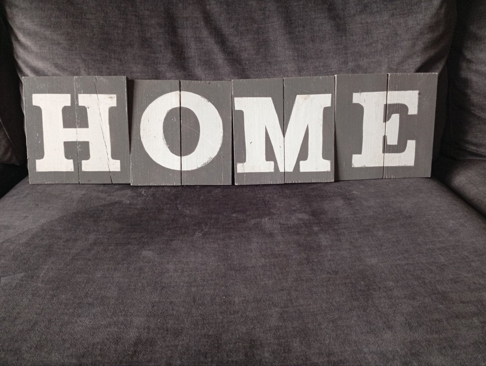 Decoratieve HOME letters van hout, Ophalen, Gebruikt, Grijs, Vintage