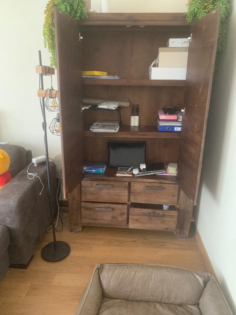 Kast Acacia Hout, Ophalen, Gebruikt, 100 tot 150 cm, 150 tot 200 cm
