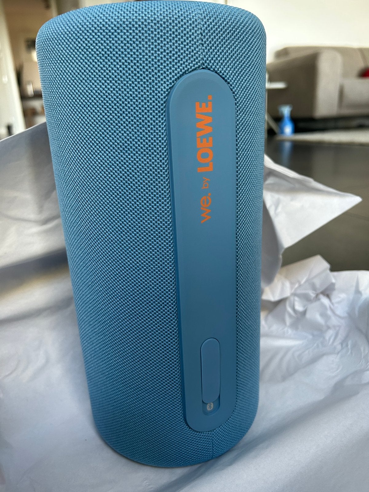 Bluetoothspeaker We.HEADpro by Loewe&Kylian Mbappé denimblue, Nieuw, Bluetooth, Ophalen, Overige merken