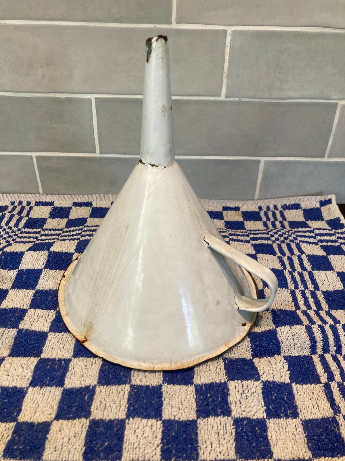 Vintage emaille trechter (010726), Ophalen of Verzenden