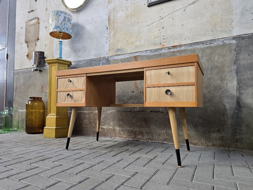Jaren 60 Duits Buro met Laden | Vintage Bureau Mid Century, Gebruikt, Hout, Vintage, 57 cm