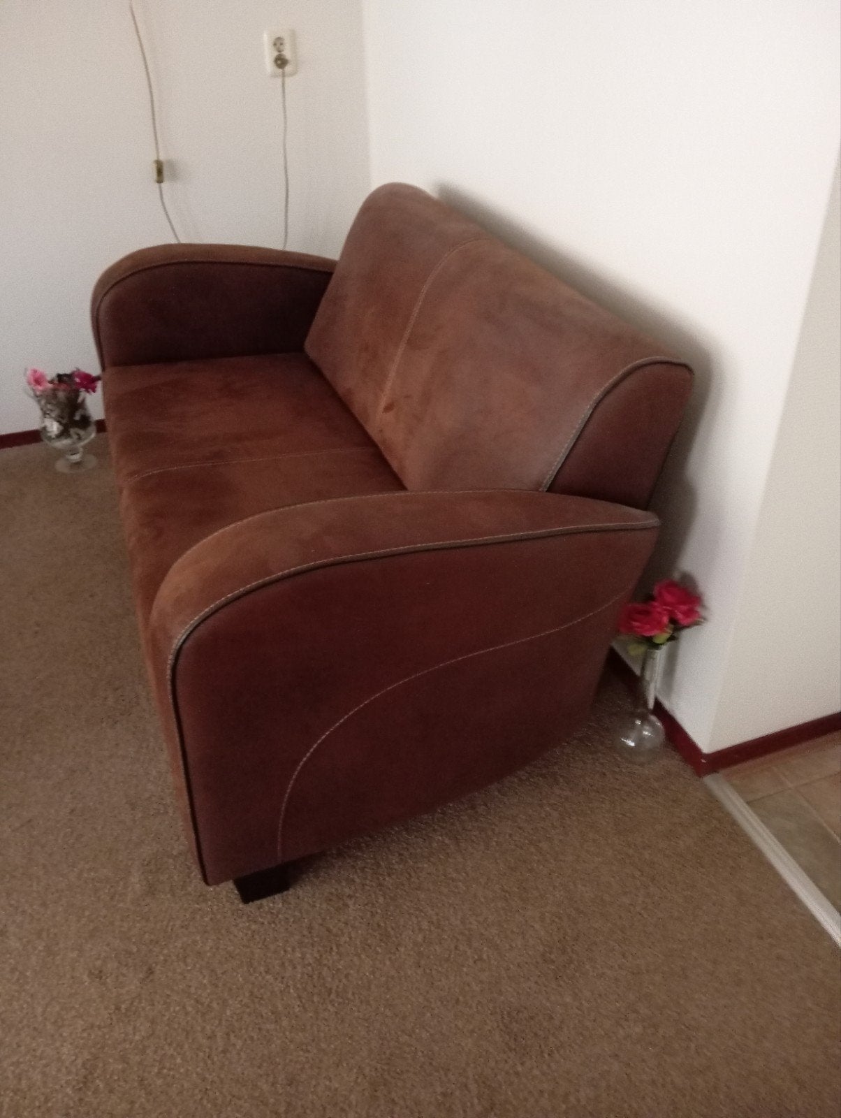 Tweezits bank microvezel stof suède-look, Ophalen, Modern, Comfortabel, Gebruikt, 150 tot 200 cm