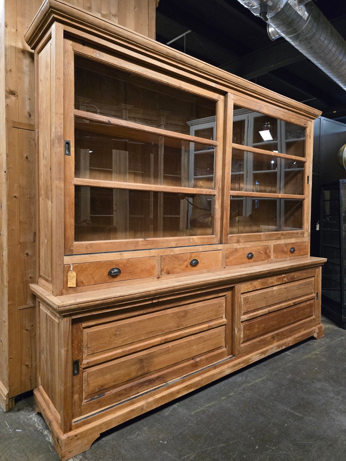 Grote teakhouten buffetkast | vitrinekast | boekenkast 260cm, Huis en Inrichting, Kasten | Buffetkasten, Gebruikt, 200 cm of meer