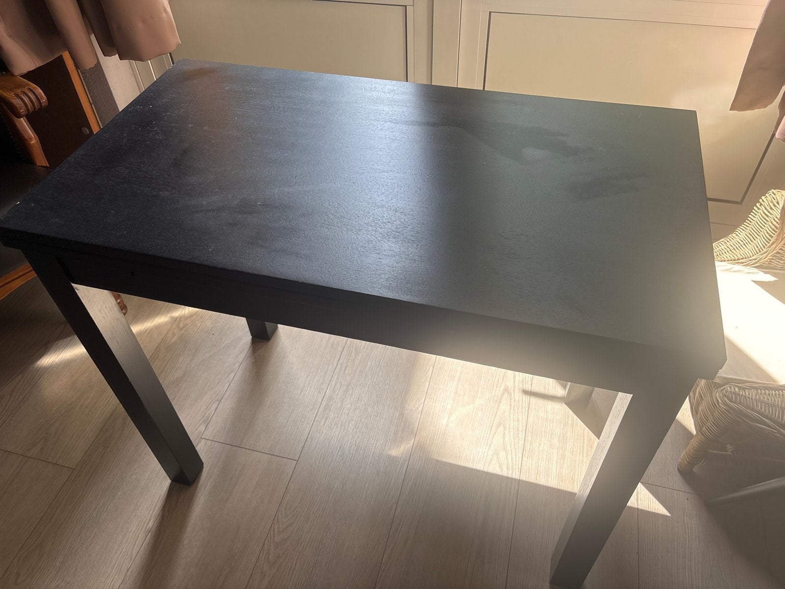 Zwarte houten eettafel / bureau, Ophalen, Gebruikt, 50 tot 100 cm, 50 tot 100 cm