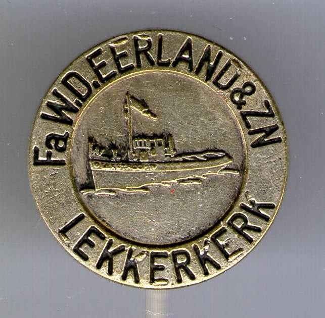 Rederij Fa. W.D. Eerland Lekkerkerk zilverkl speldje( U_352), Ophalen of Verzenden, Zo goed als nieuw, Transport, Speldje of Pin