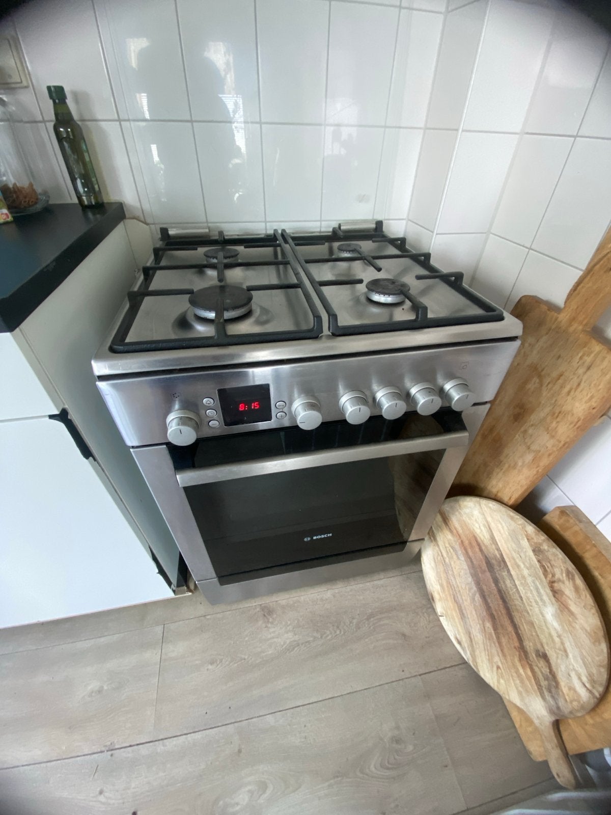 Bosch Vrijstaand Gasfornuis met Oven - Zilver, Ophalen, Gebruikt, 4 kookzones, Gas