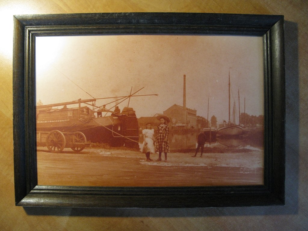 herdruk foto Havenhoofd en kanaal Stratum Eindhoven ca. 1910, Verzamelen, Foto's en Prenten, Gebruikt, Foto, Ophalen of Verzenden