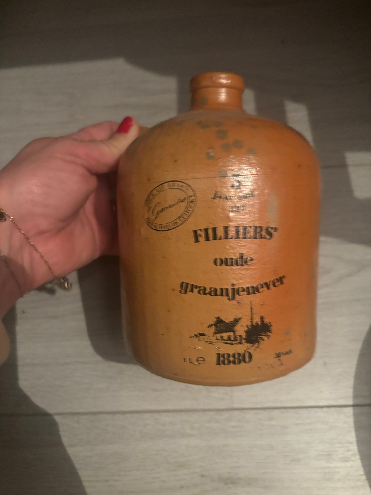 Antieke Filliers Oude Graanjenever Kruik 1L - 1880, Antiek en Kunst, Ophalen of Verzenden