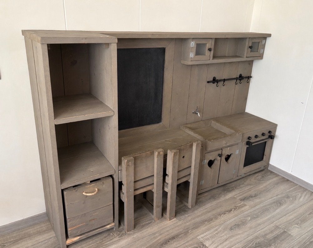 Gaaf Jorg steigerhouten meubel - Speelkeuken met krijtbord, Ophalen, Gebruikt, Jongen of Meisje