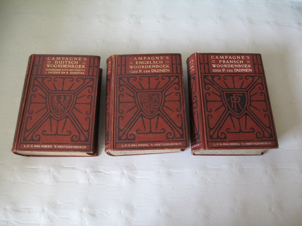 3 campagne's woordenboeken duitsch/engelsch/fransch, Ophalen of Verzenden, Gelezen, Van Dale