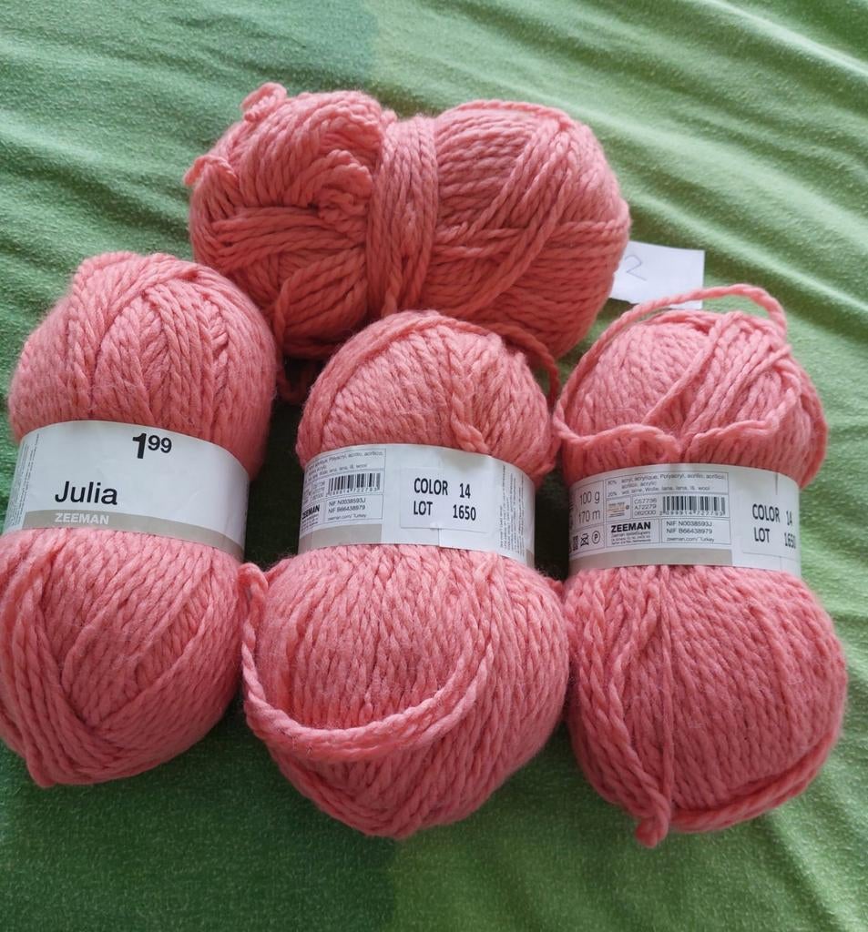 4 bollen wol rose (Julia), Ophalen of Verzenden, Nieuw, Breien of Haken, Wol of Garen