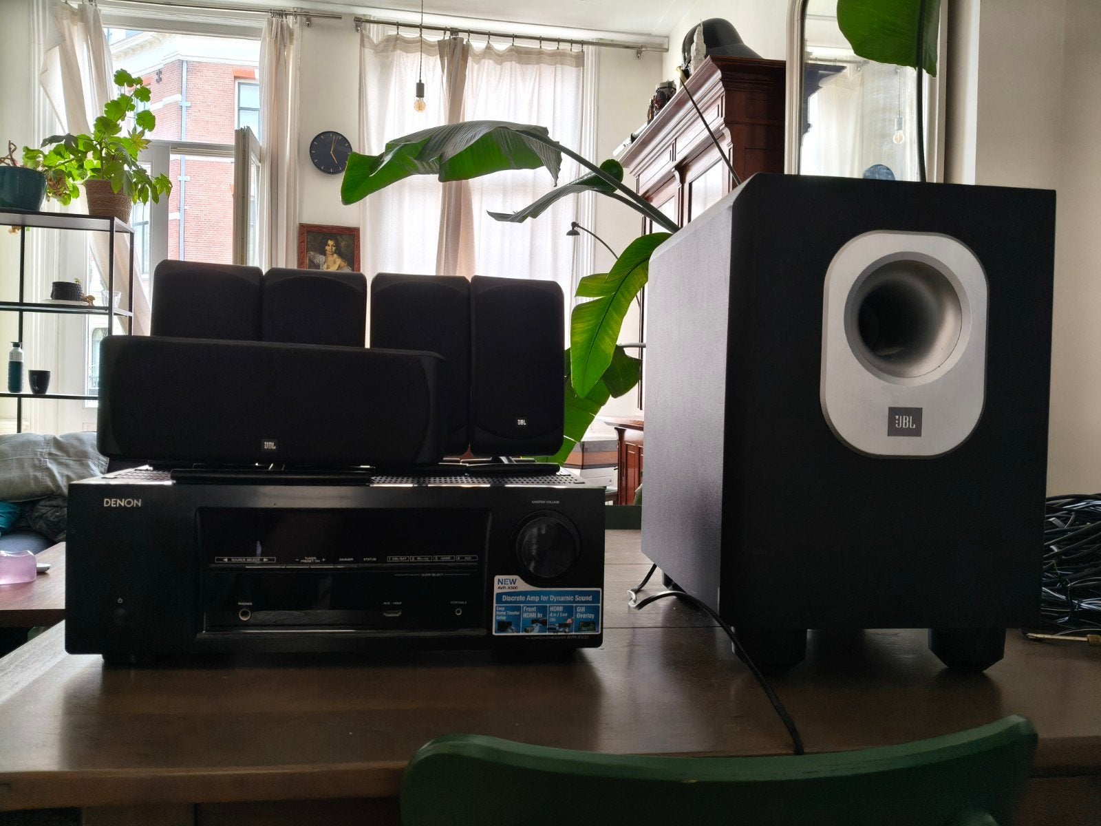 Denon AVR-X500 5.1 Home Cinema Set met JBL Speakers, Gebruikt, 70 watt of meer, 5.1-systeem, Overige spelers