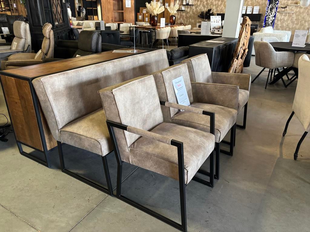 Showroom opruiming: Eetbank met 3 stoelen - Zo goed als nieu, Ophalen, Overige kleuren, Drie, Zo goed als nieuw