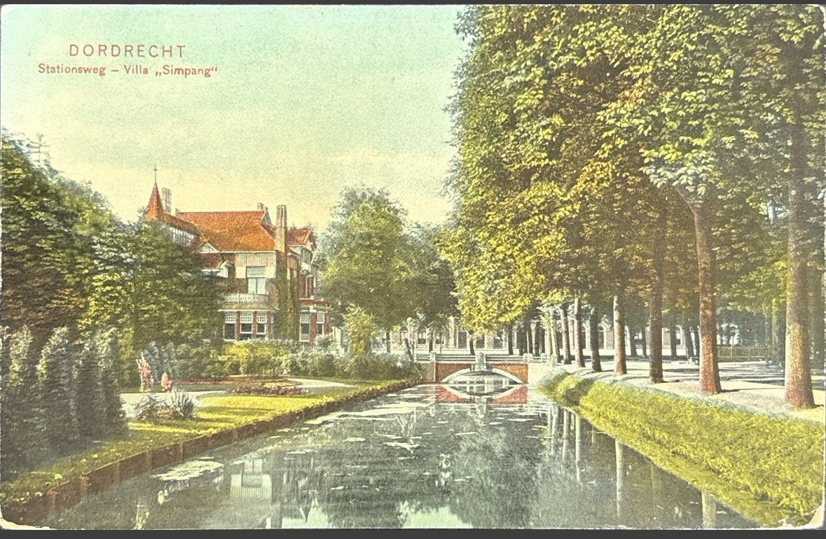 Dordrecht, stationsweg villa simpang, Verzenden, Voor 1920, Gelopen, Zuid-Holland
