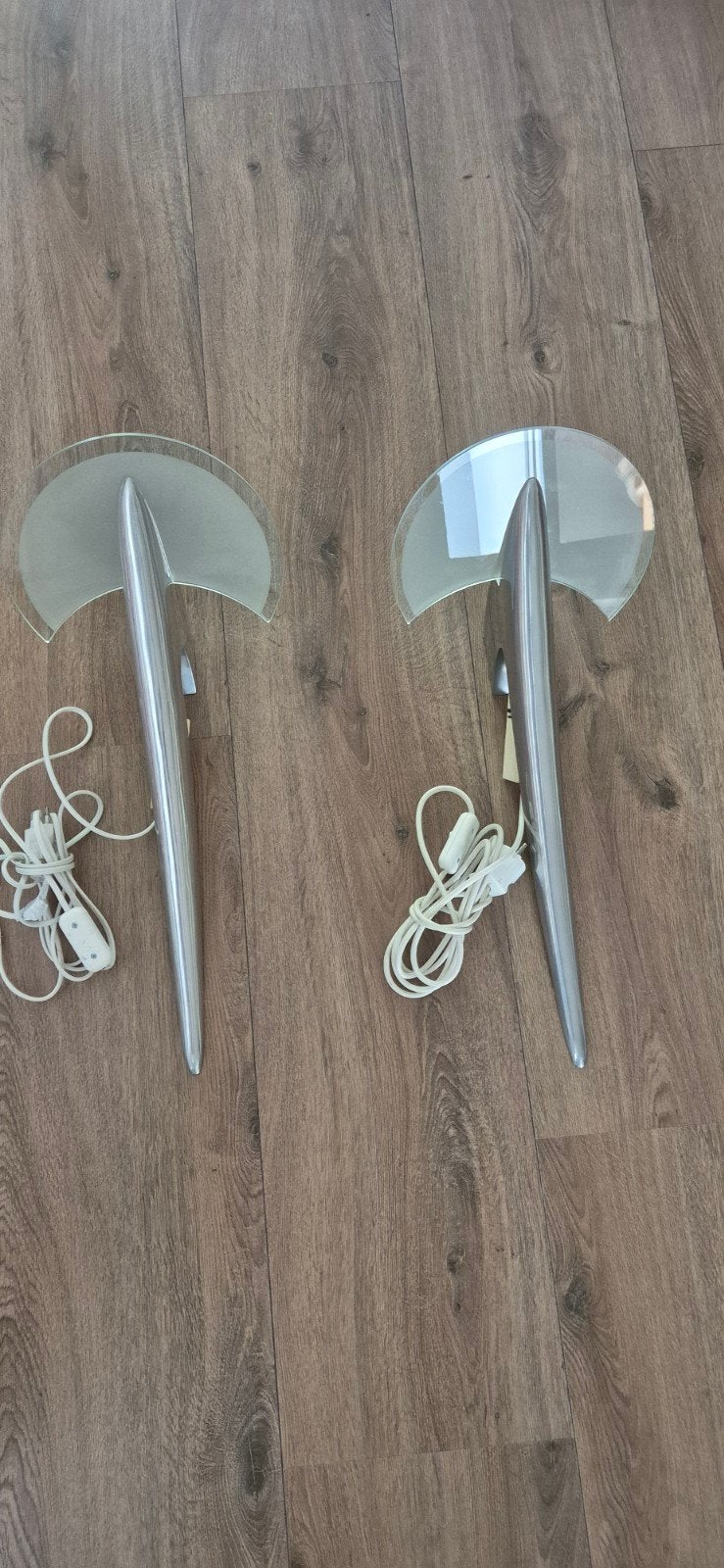 2. jaren '80. wandlampen ontwerp van joan auger  alien., Ophalen, Met schakelaar, Wandlamp, Zilver