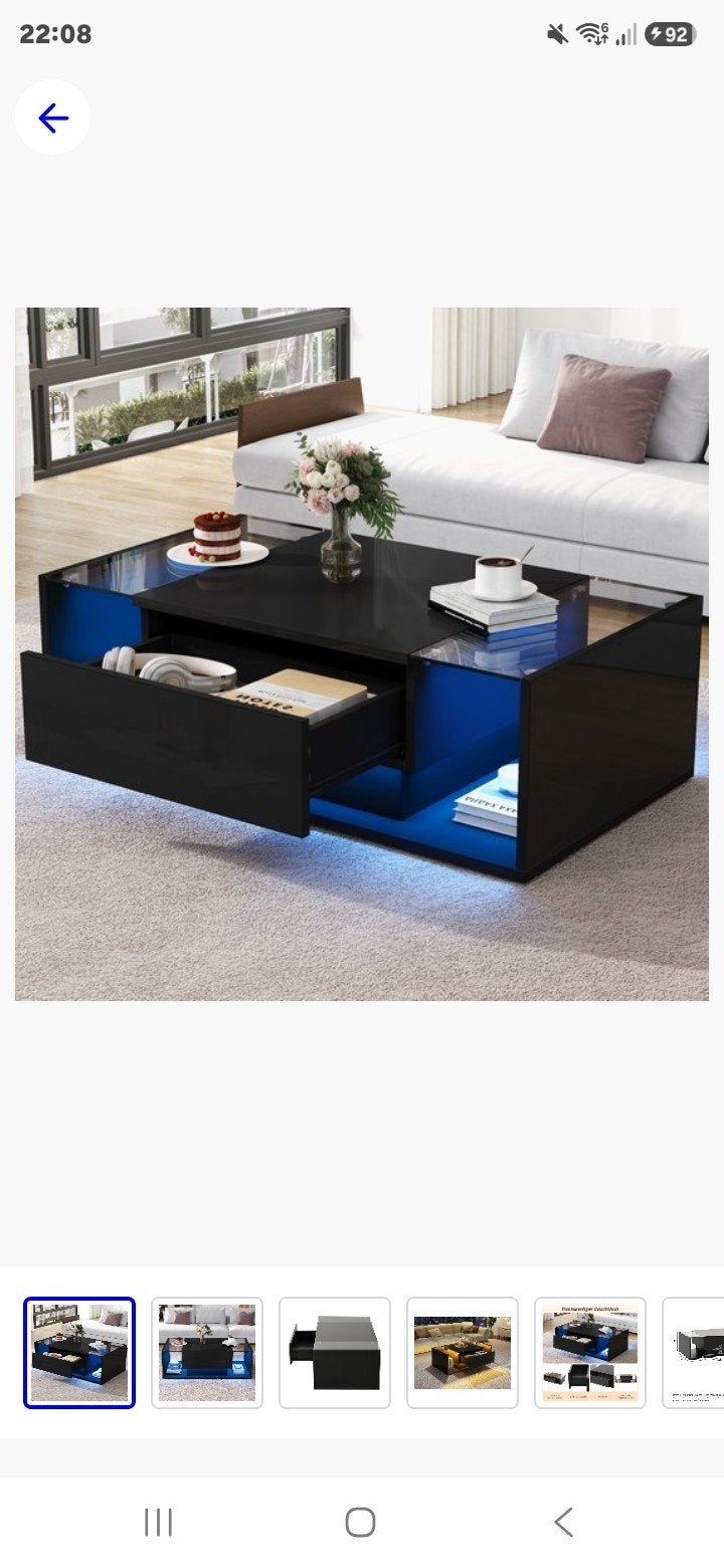 Kleine zwarte salon tafel, 90 cm, Eenpersoons, Wit, Ophalen of Verzenden