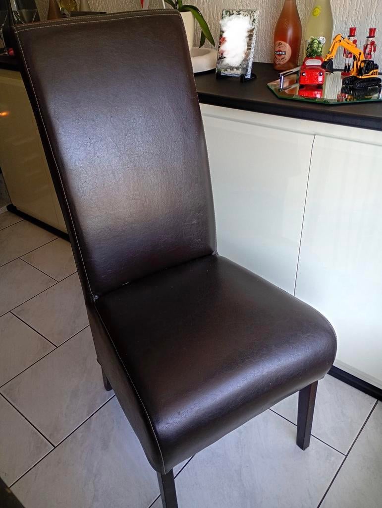 2 leder eetstoelen (Goossens), Ophalen, Twee, Bruin, Leer