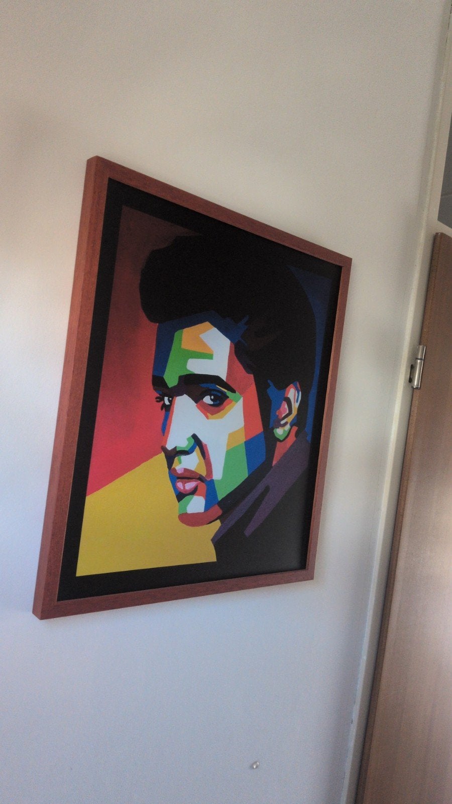 Pop Art Schilderij Elvis Presley - MDF met Houten Frame, Ophalen of Verzenden, Composieten, Op houten frame, Muziek