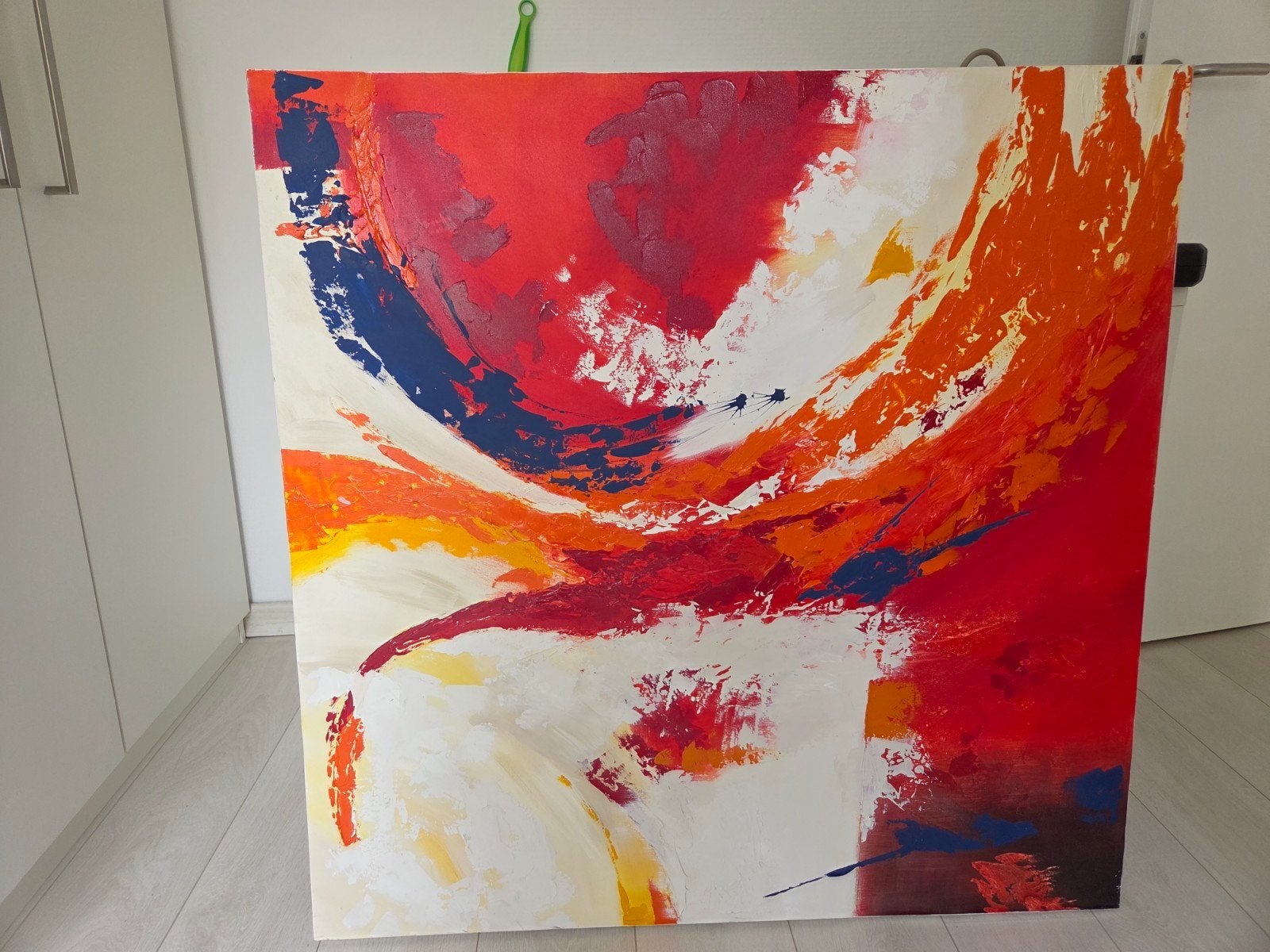 Abstract Schilderij Cobra Art Company - Rood, Oranje, Blauw, Antiek en Kunst, Kunst | Schilderijen | Abstract, Ophalen