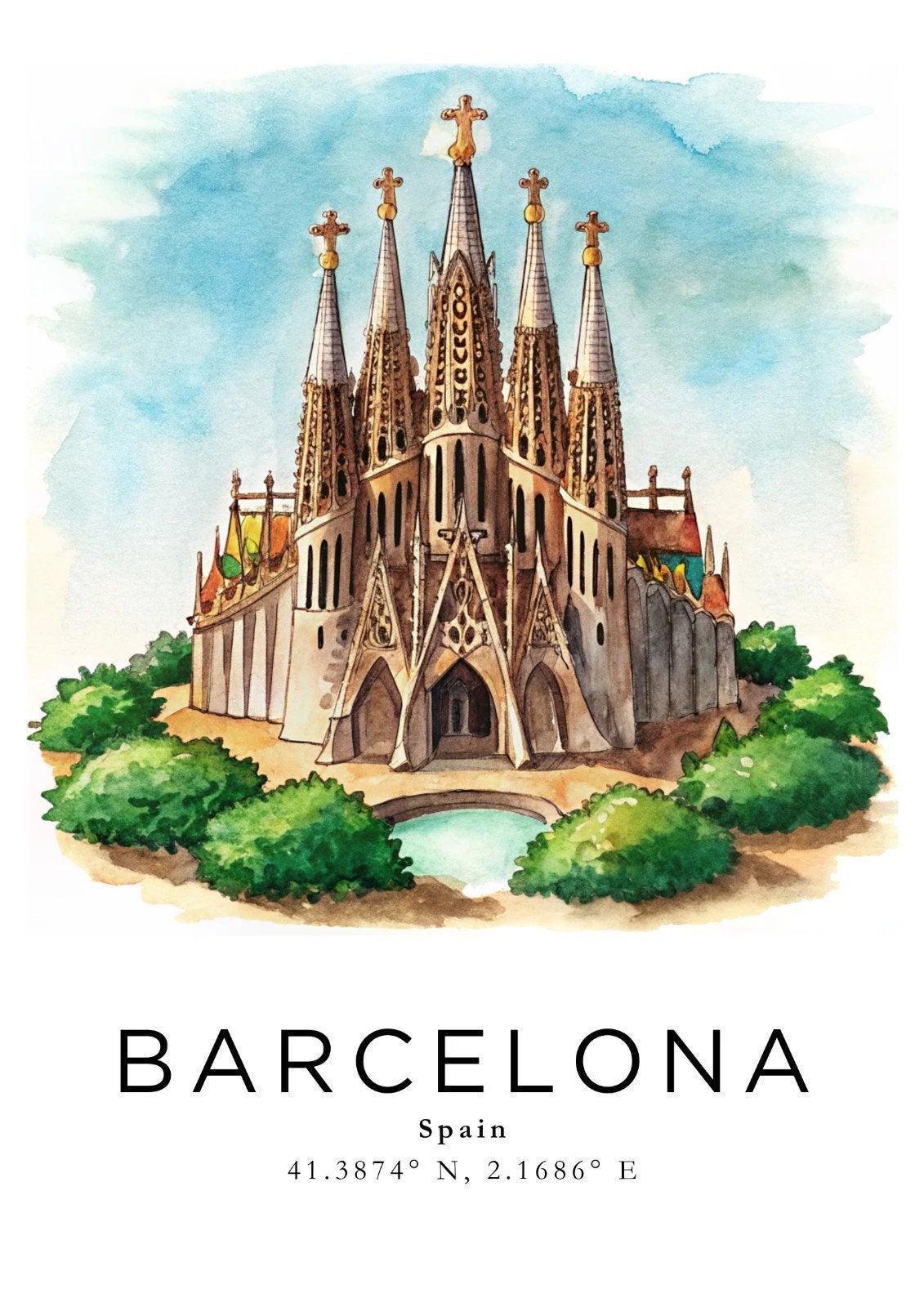 Barcelona A4 poster kunst reizen, Ophalen of Verzenden