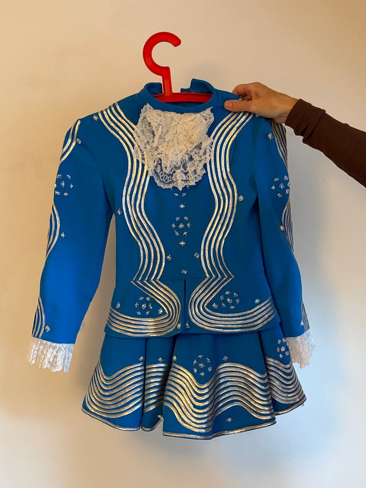 Ierse dansjurk blauw met zilveren details, Ophalen of Verzenden, Gebruikt, Meisje