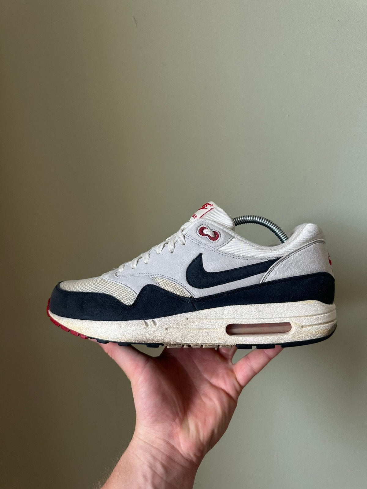 Nike Air Max 1 Sail Dark Obsidian 2013 / 44, Ophalen of Verzenden, Gedragen, Blauw