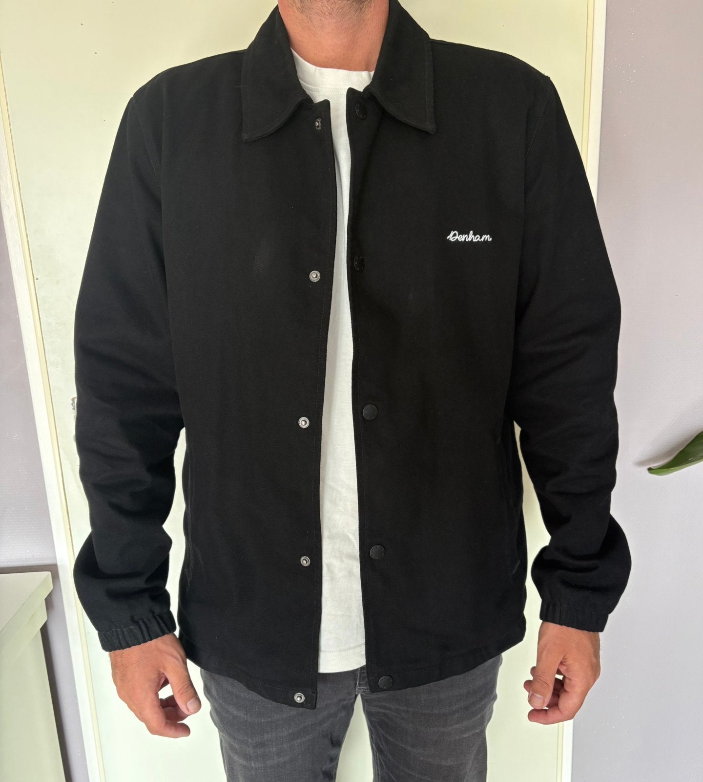 Denham Jacket Zwart | 100% katoen | Maat L, Ophalen of Verzenden, Zo goed als nieuw, Maat 48/50 (M), Zwart