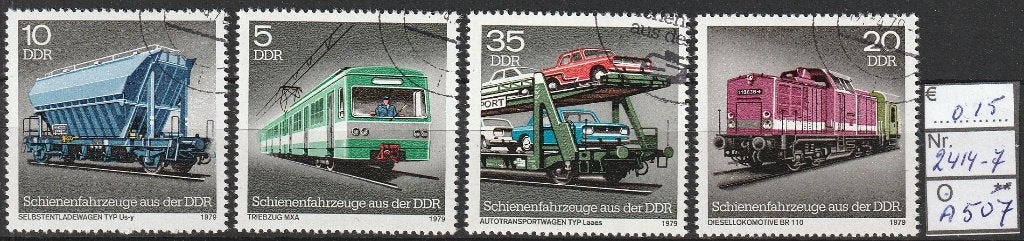 DDR Types Spoorwagons Michel 2414-7 Nr.A507g, Verzenden, DDR, Gestempeld