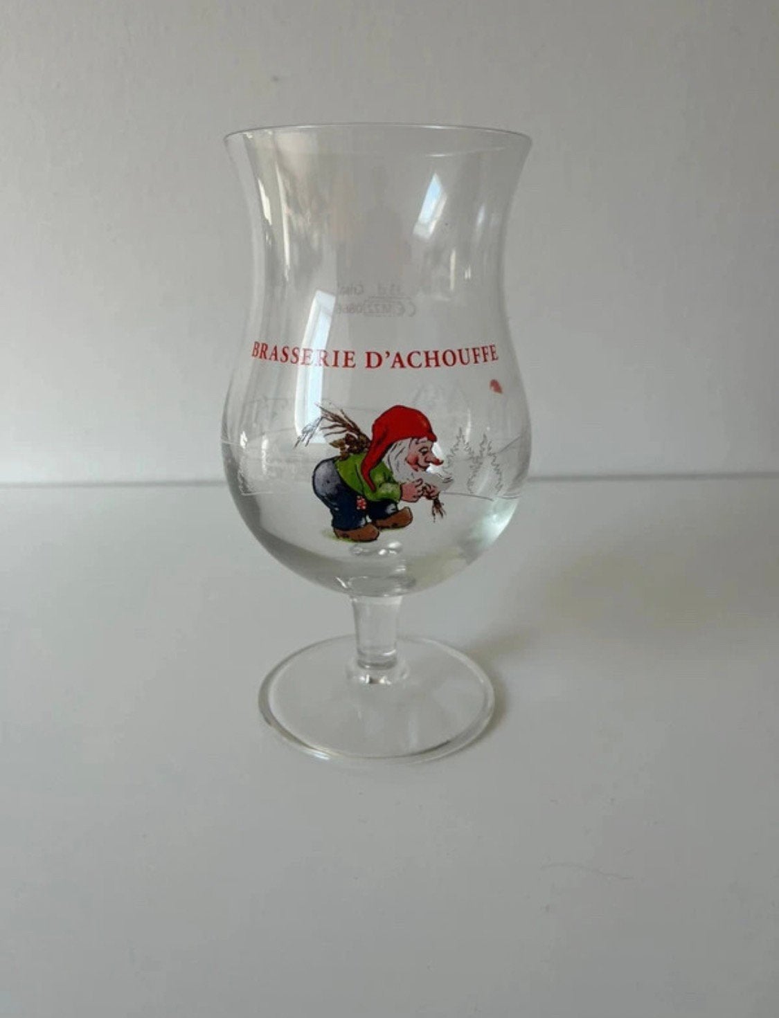 La Chouffe bierglas – origineel tulpglas met kabouter, Ophalen, Zo goed als nieuw, Glas of Glazen, Overige merken
