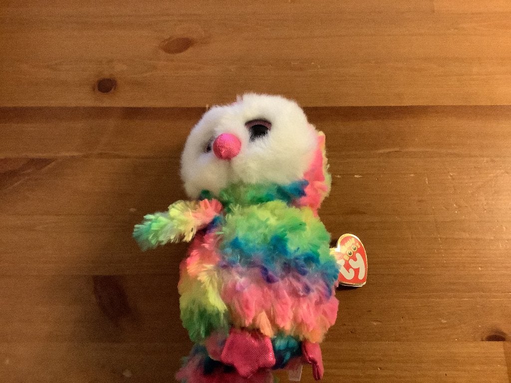 TY Beanie Boo knuffel Owen de Uil. 15 cm. regenboogkleurig, Overige typen, Ophalen of Verzenden, Meerkleurig, Ty
