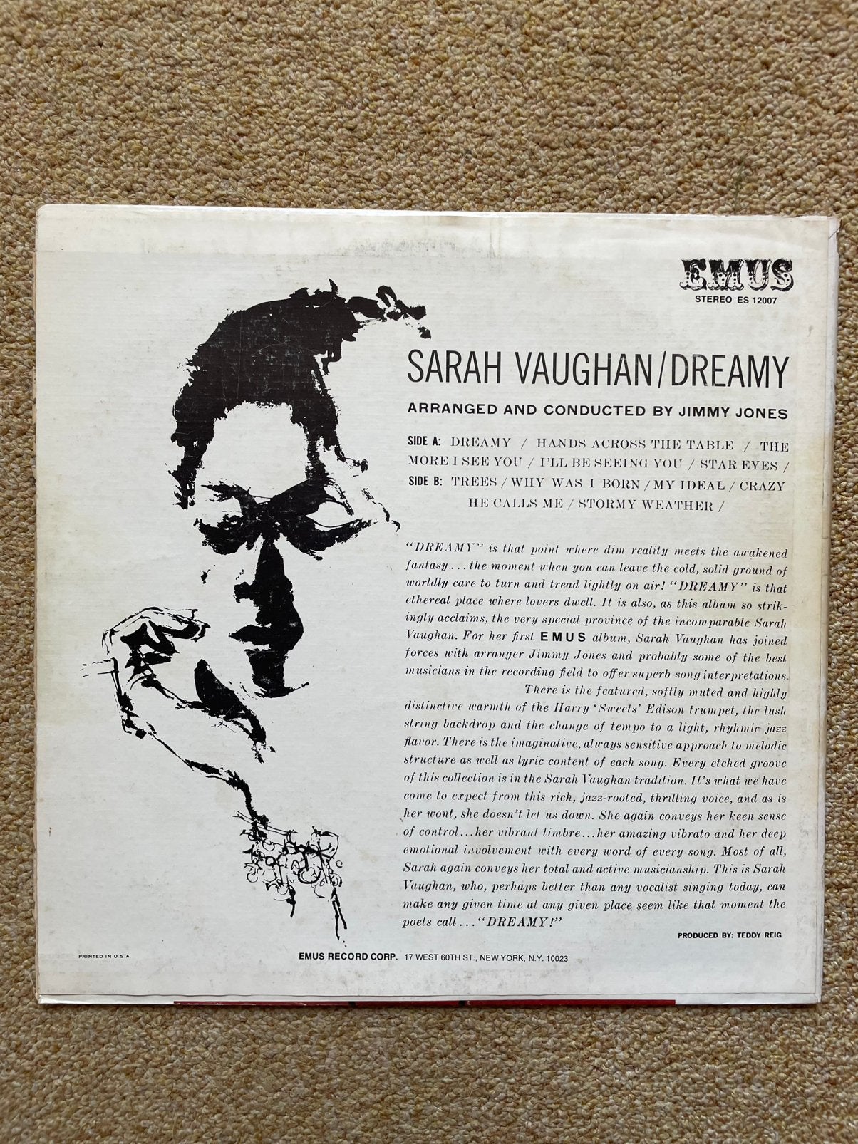 Lp Satah Vaughn, Dreamy, Cd's en Dvd's, Vinyl | Jazz en Blues, Ophalen of Verzenden, Zo goed als nieuw, Overige formaten, Jazz