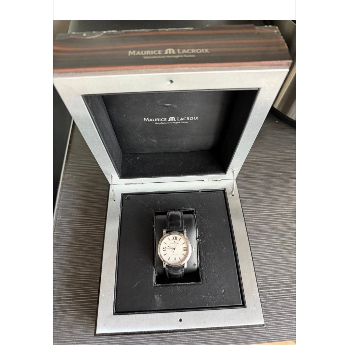 Maurice Lacroix Automatic Polshorloge met Doos, Overige merken, Leer, Staal, Polshorloge