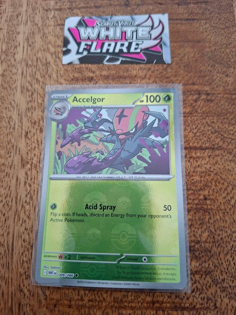 Pokemon Accelgor (pokeball) (009/082) – White Flare, Ophalen of Verzenden, Nieuw, Losse kaart, Foil