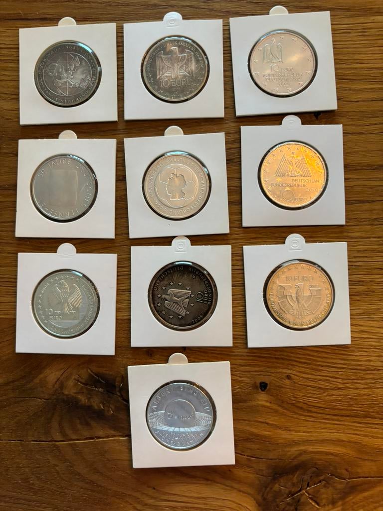 Te koop 10 x 10 euro Duitsland zilver, Postzegels en Munten, Munten | Europa | Euromunten, Duitsland, Zilver, Ophalen of Verzenden