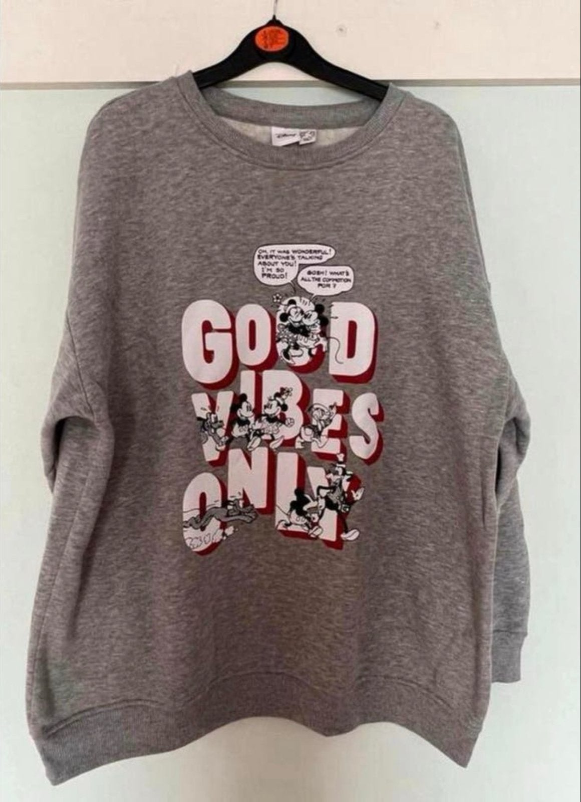Disney 'Good Vibes Only' trui met Mickey Mouse - Maat S, Ophalen of Verzenden, Zo goed als nieuw, Lange mouw, Maat 36 (S)