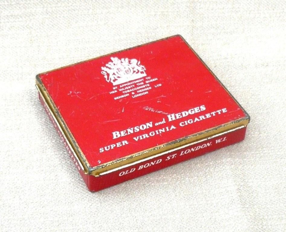 blikje (leeg) Benson & hedges cigarette  2e uitvoering., Ophalen of Verzenden, Gebruikt, Tabaksdoos of Verpakking