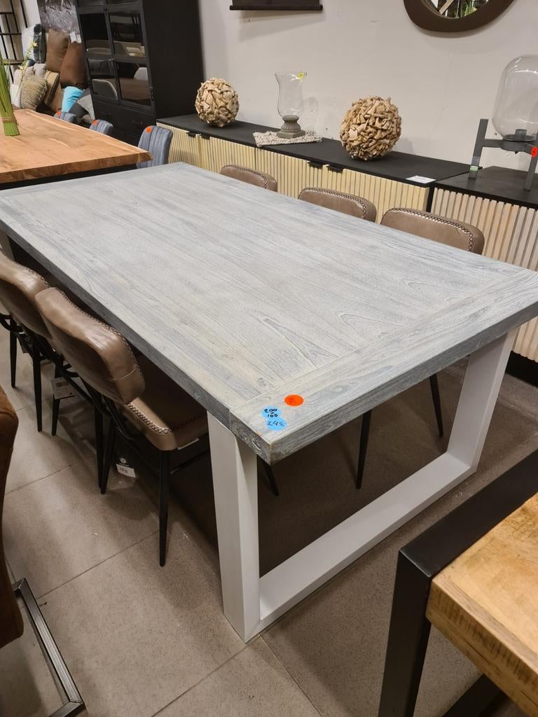 Nieuwe eettafel 200x100cm licht grijs grenen u-poot €175, Ophalen, ., Nieuw, .