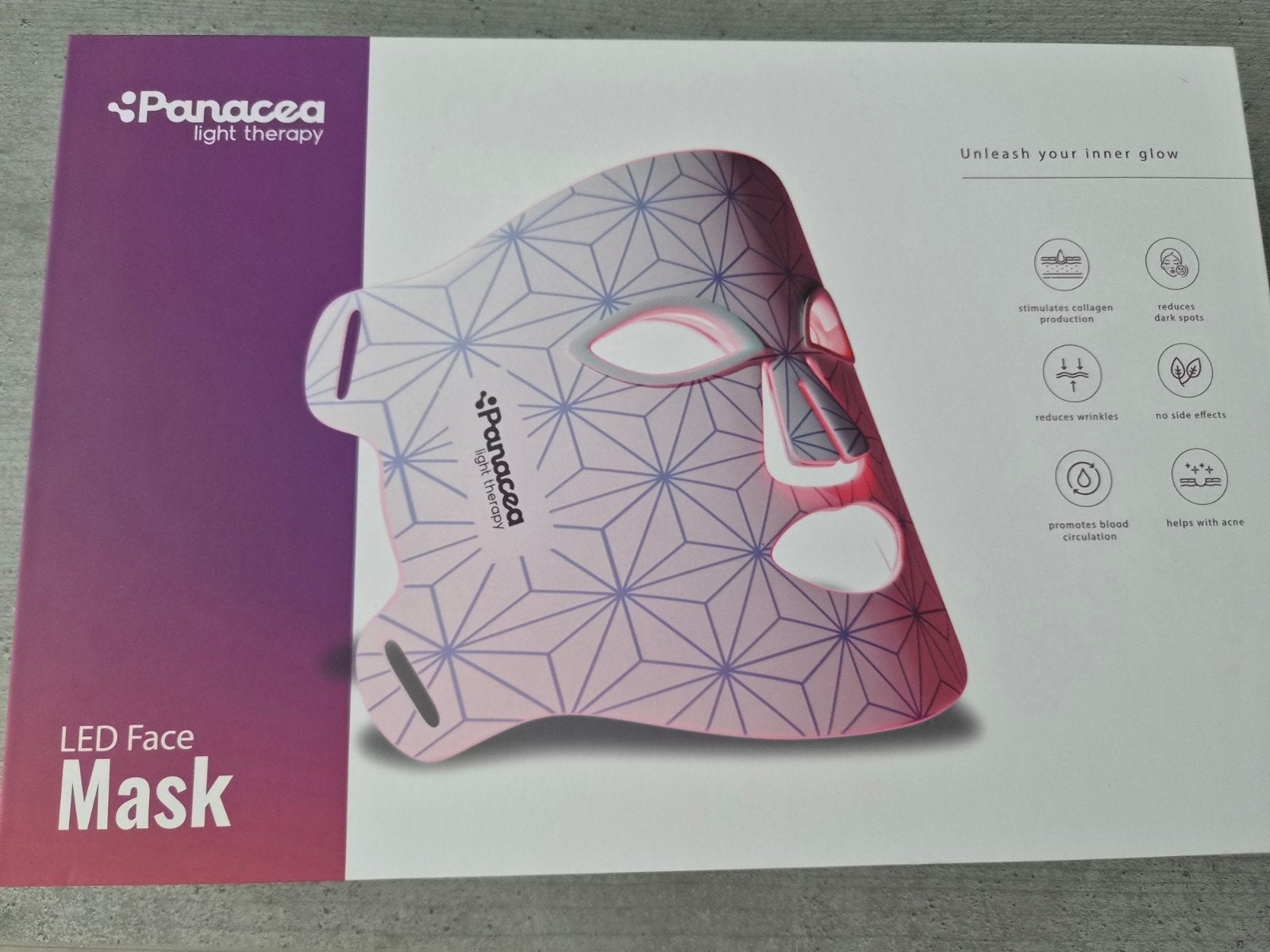 Panacea LED Face Mask - Zo goed als nieuw, 520 LED's, Ophalen of Verzenden, Zo goed als nieuw, Gehele gezicht, Verzorging
