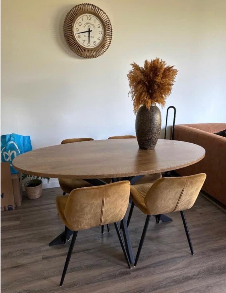 Eetkamertafel + stoelen, Huis en Inrichting, Ophalen, Gebruikt, 100 tot 150 cm, 150 tot 200 cm