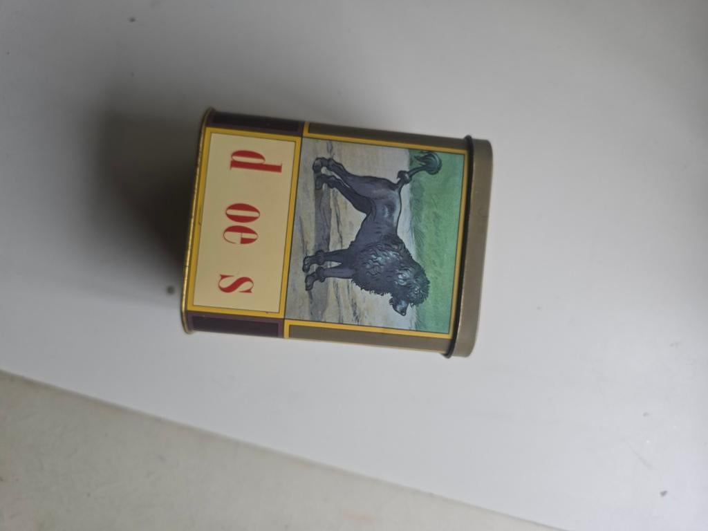 Vintage blikken doos met dieren en landschap afbeeldingen, Ophalen of Verzenden