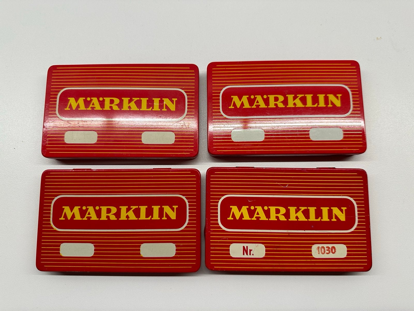 Märklin blikken doosjes, 4 stuks., Antiek en Kunst, Antiek | Speelgoed, Ophalen of Verzenden