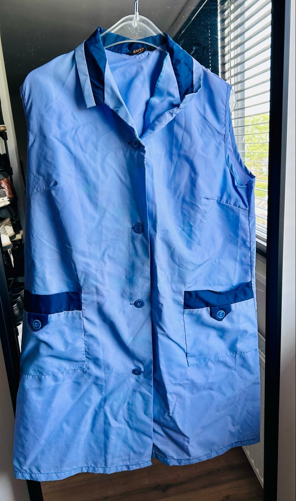 Blauwe mouwloze tuniek/schort met zakken, Ophalen of Verzenden, Zo goed als nieuw