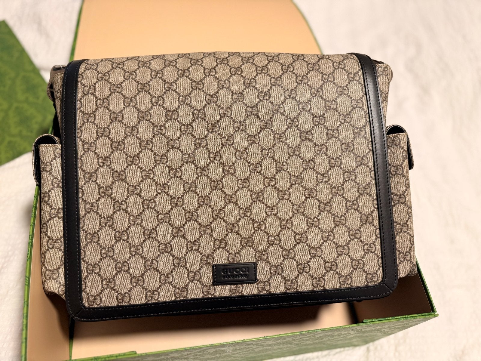 Nieuwe Gucci Luiertas - GG Supreme Canvas, Gucci, Nieuw, Extra vakken, Beige