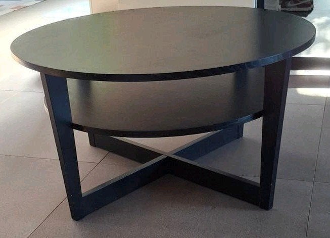 IKEA VEJMON salontafel, zwartbruin rond 90cm, Ophalen, Gebruikt, 50 tot 100 cm, Rond