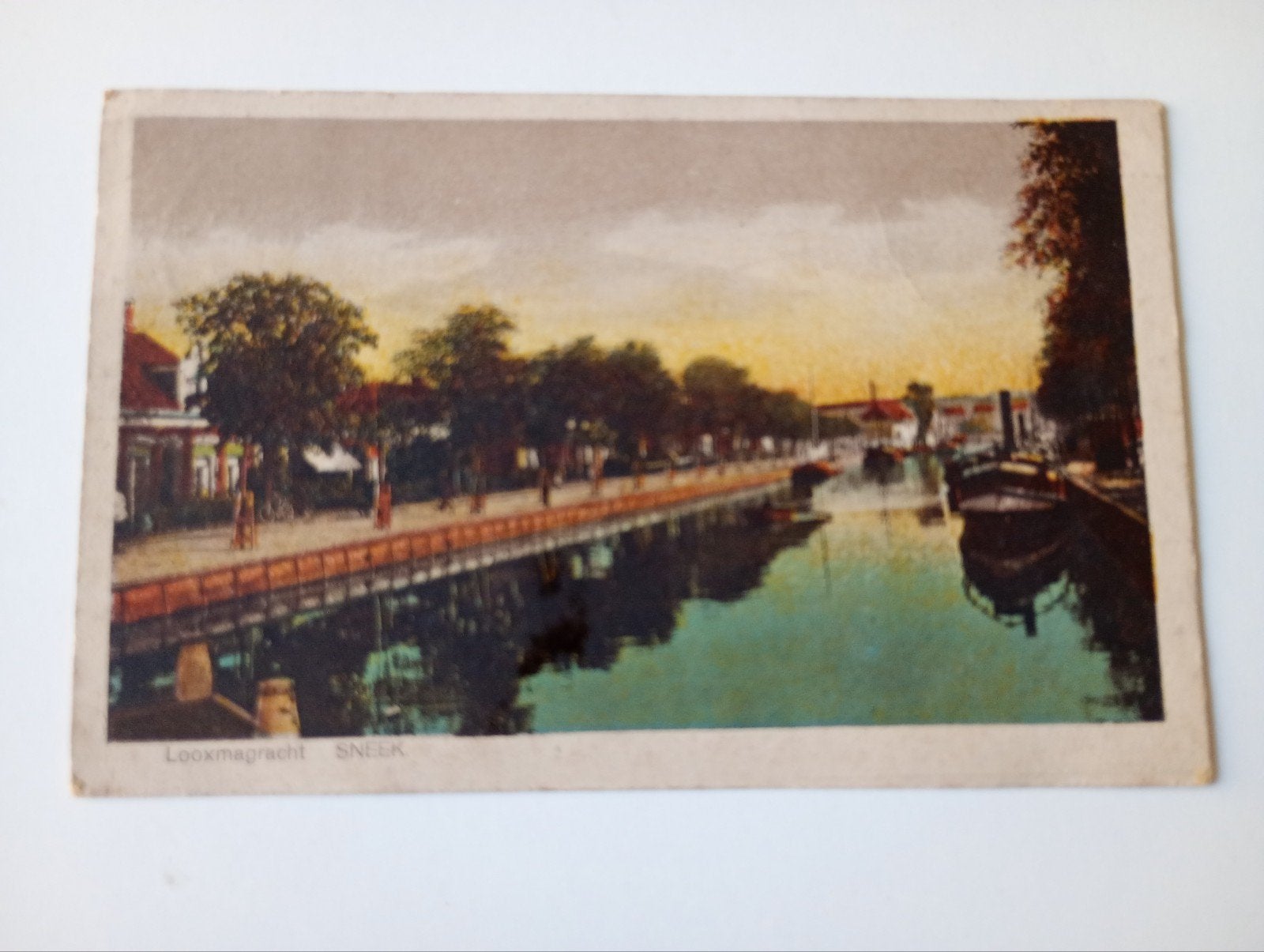 Sneek Looxmagracht met Scheepvaart 1921, Ophalen of Verzenden, 1920 tot 1940, Friesland
